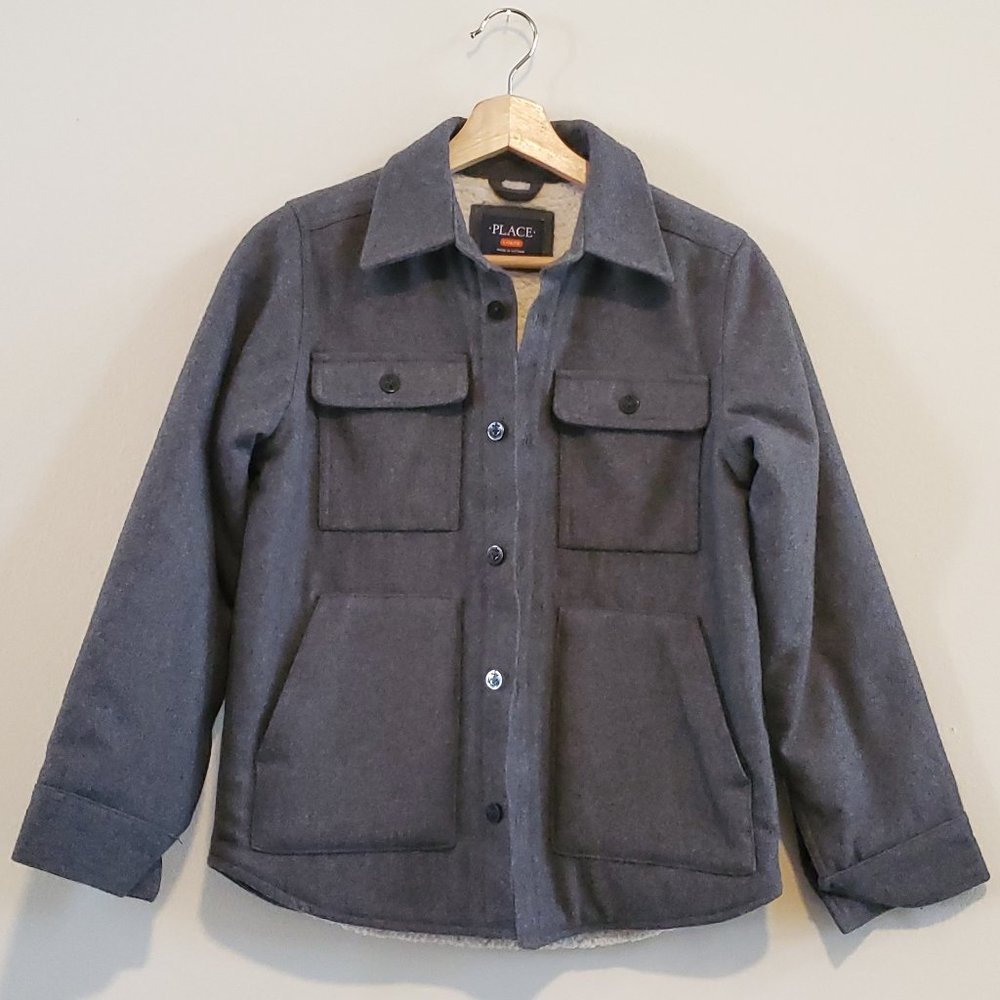 New w.o Tags Boys Gray Peacoat with Wool Lining Large (10/12)